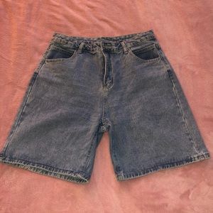 High waist wide leg denim shorts